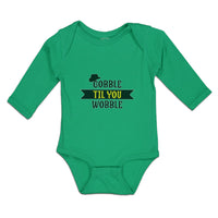 Long Sleeve Bodysuit Baby Gobble til You Wobble with Silhouette Hat Cotton - Cute Rascals