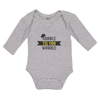 Long Sleeve Bodysuit Baby Gobble til You Wobble with Silhouette Hat Cotton - Cute Rascals