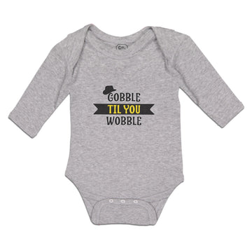 Long Sleeve Bodysuit Baby Gobble til You Wobble with Silhouette Hat Cotton