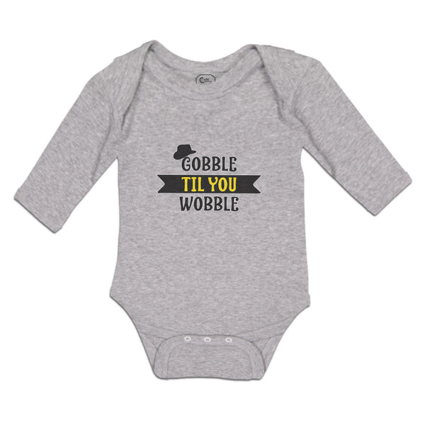 Long Sleeve Bodysuit Baby Gobble til You Wobble with Silhouette Hat Cotton - Cute Rascals