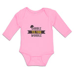 Long Sleeve Bodysuit Baby Gobble til You Wobble with Silhouette Hat Cotton - Cute Rascals