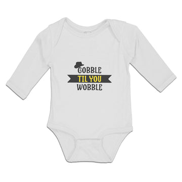 Long Sleeve Bodysuit Baby Gobble til You Wobble with Silhouette Hat Cotton