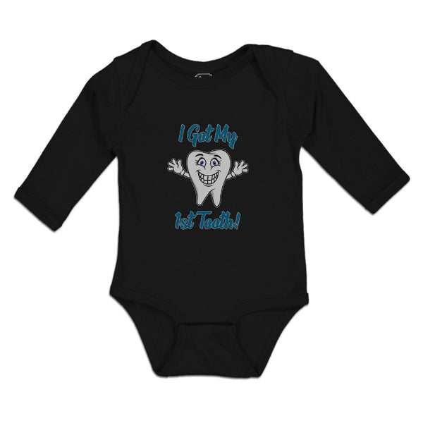 Long Sleeve Bodysuit Baby Keep Calm I Got My 1St Tooth! Smiling Cotton