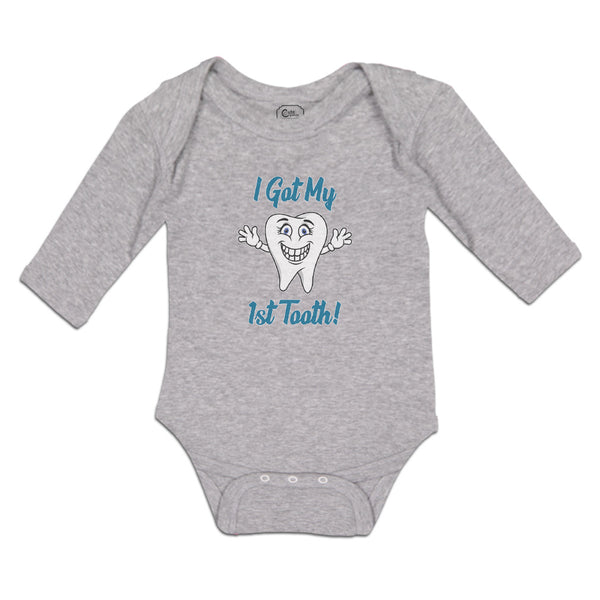 Long Sleeve Bodysuit Baby Keep Calm I Got My 1St Tooth! Smiling Cotton