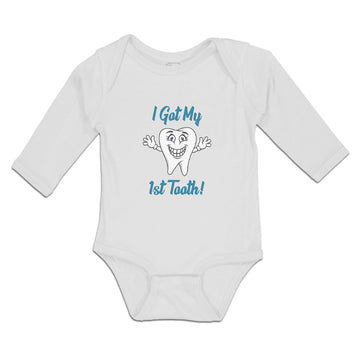 Long Sleeve Bodysuit Baby Keep Calm I Got My 1St Tooth! Smiling Cotton