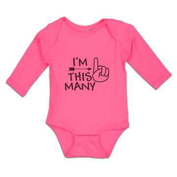 Long Sleeve Bodysuit Baby I'M Many Pattern Arrow Index Finger Pointing Cotton