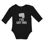 Long Sleeve Bodysuit Baby I'Ve Silhouette Hand Gesture Hitting Fist Cotton