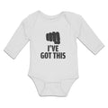 Long Sleeve Bodysuit Baby I'Ve Silhouette Hand Gesture Hitting Fist Cotton