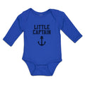 Long Sleeve Bodysuit Baby Little Captain Silhouette Ship Anchor Cotton