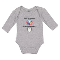 Long Sleeve Bodysuit Baby America Italian Parts Flag Bald Eagle Usa Cotton - Cute Rascals