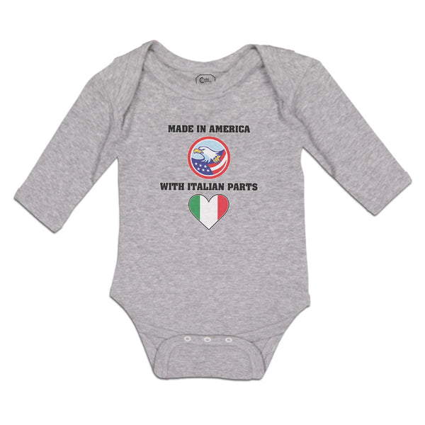 Long Sleeve Bodysuit Baby America Italian Parts Flag Bald Eagle Usa Cotton - Cute Rascals