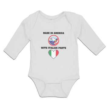 Long Sleeve Bodysuit Baby America Italian Parts Flag Bald Eagle Usa Cotton