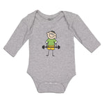 Long Sleeve Bodysuit Baby Funny Kid Weight Training with Smiling Cotton - Cute Rascals