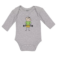 Long Sleeve Bodysuit Baby Funny Kid Weight Training with Smiling Cotton - Cute Rascals