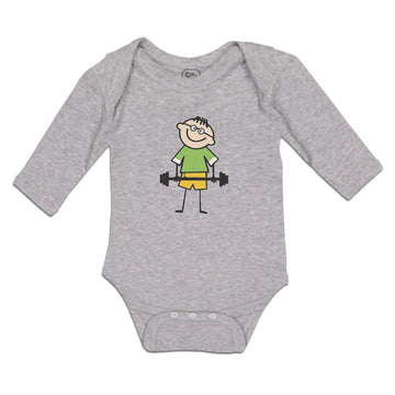 Long Sleeve Bodysuit Baby Funny Kid Weight Training with Smiling Cotton
