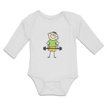 Long Sleeve Bodysuit Baby Funny Kid Weight Training with Smiling Cotton - Cute Rascals