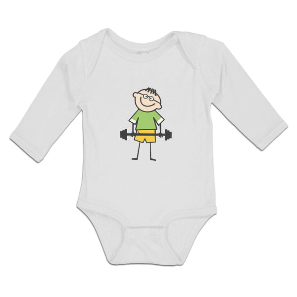 Long Sleeve Bodysuit Baby Funny Kid Weight Training with Smiling Cotton - Cute Rascals