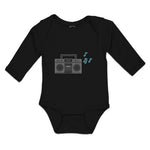 Long Sleeve Bodysuit Baby Tape Recorder Vintage Muical Clef Boy & Girl Clothes