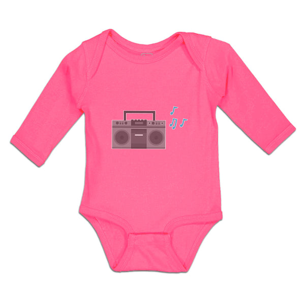 Long Sleeve Bodysuit Baby Tape Recorder Vintage Muical Clef Boy & Girl Clothes