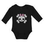 Long Sleeve Bodysuit Baby Cross Bone Skull with Bow Boy & Girl Clothes Cotton - Cute Rascals