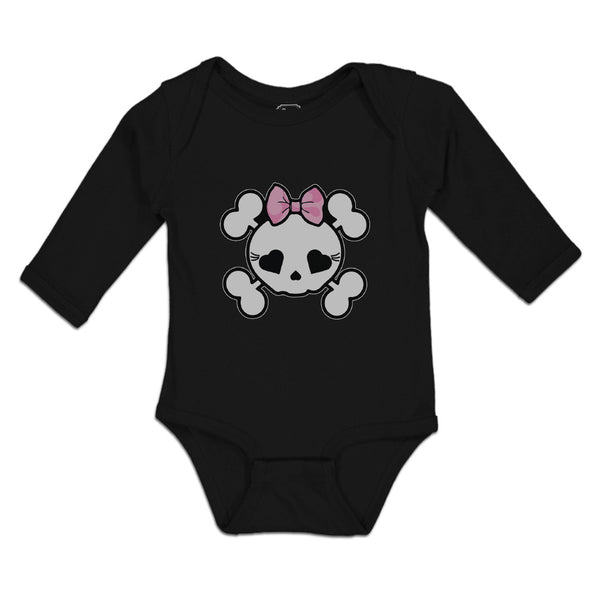 Long Sleeve Bodysuit Baby Cross Bone Skull with Bow Boy & Girl Clothes Cotton - Cute Rascals