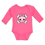 Long Sleeve Bodysuit Baby Cross Bone Skull with Bow Boy & Girl Clothes Cotton - Cute Rascals