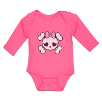 Long Sleeve Bodysuit Baby Cross Bone Skull with Bow Boy & Girl Clothes Cotton - Cute Rascals