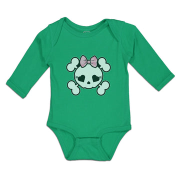 Long Sleeve Bodysuit Baby Cross Bone Skull with Bow Boy & Girl Clothes Cotton