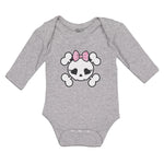 Long Sleeve Bodysuit Baby Cross Bone Skull with Bow Boy & Girl Clothes Cotton - Cute Rascals
