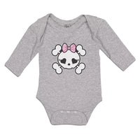 Long Sleeve Bodysuit Baby Cross Bone Skull with Bow Boy & Girl Clothes Cotton - Cute Rascals