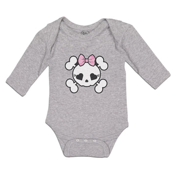 Long Sleeve Bodysuit Baby Cross Bone Skull with Bow Boy & Girl Clothes Cotton