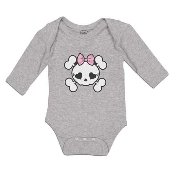Long Sleeve Bodysuit Baby Cross Bone Skull with Bow Boy & Girl Clothes Cotton - Cute Rascals