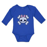 Long Sleeve Bodysuit Baby Cross Bone Skull with Bow Boy & Girl Clothes Cotton - Cute Rascals