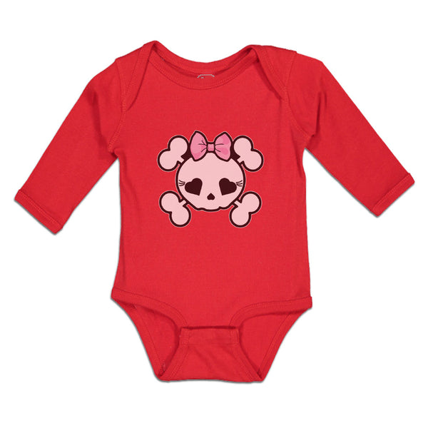 Long Sleeve Bodysuit Baby Cross Bone Skull with Bow Boy & Girl Clothes Cotton - Cute Rascals