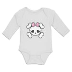 Long Sleeve Bodysuit Baby Cross Bone Skull with Bow Boy & Girl Clothes Cotton - Cute Rascals