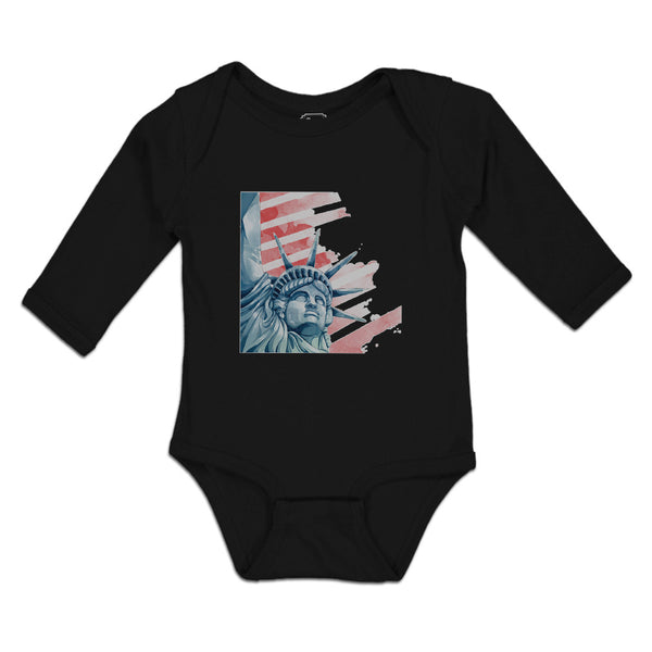 Long Sleeve Bodysuit Baby Liberty for Victory Statue of New York City Usa Cotton