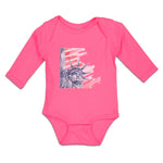 Long Sleeve Bodysuit Baby Liberty for Victory Statue of New York City Usa Cotton