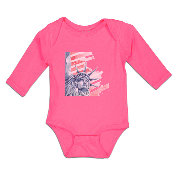 Long Sleeve Bodysuit Baby Liberty for Victory Statue of New York City Usa Cotton