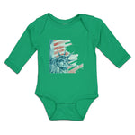 Long Sleeve Bodysuit Baby Liberty for Victory Statue of New York City Usa Cotton