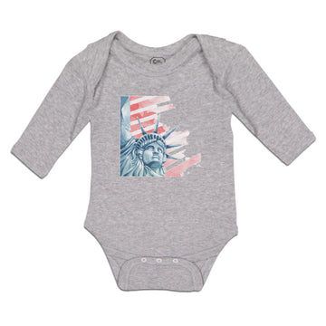 Long Sleeve Bodysuit Baby Liberty for Victory Statue of New York City Usa Cotton