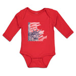 Long Sleeve Bodysuit Baby Liberty for Victory Statue of New York City Usa Cotton