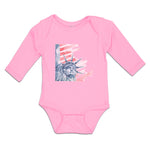 Long Sleeve Bodysuit Baby Liberty for Victory Statue of New York City Usa Cotton