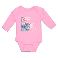 Long Sleeve Bodysuit Baby Liberty for Victory Statue of New York City Usa Cotton