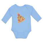 Long Sleeve Bodysuit Baby Slice of Fresh Italian Classic Pepperoni Pizza Cotton