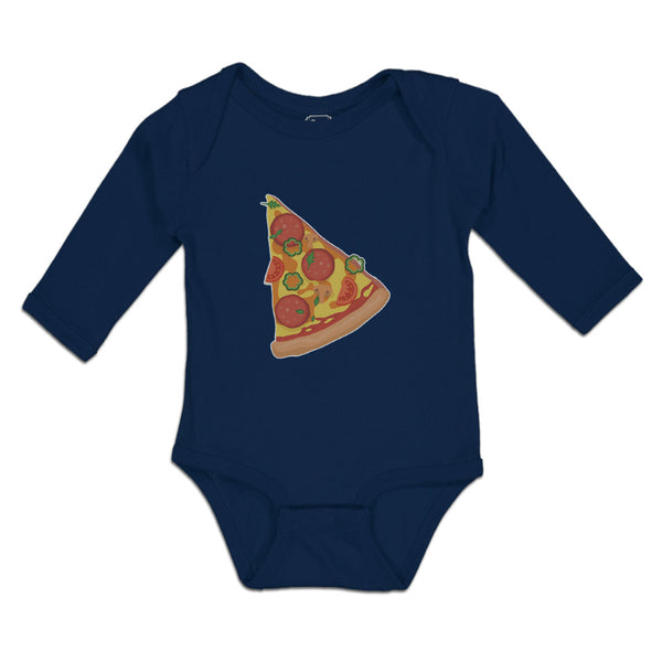 Long Sleeve Bodysuit Baby Slice of Fresh Italian Classic Pepperoni Pizza Cotton