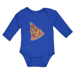 Long Sleeve Bodysuit Baby Slice of Fresh Italian Classic Pepperoni Pizza Cotton