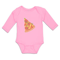 Long Sleeve Bodysuit Baby Slice of Fresh Italian Classic Pepperoni Pizza Cotton