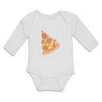 Long Sleeve Bodysuit Baby Slice of Fresh Italian Classic Pepperoni Pizza Cotton