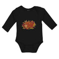 Long Sleeve Bodysuit Baby Sleeping Fox on Autumn Bushy Leaves and Flower Cotton