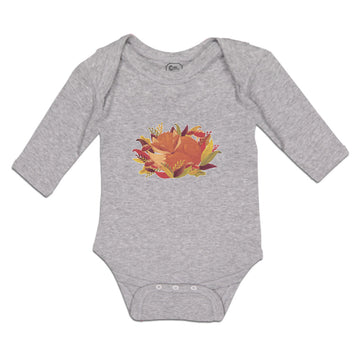 Long Sleeve Bodysuit Baby Sleeping Fox on Autumn Bushy Leaves and Flower Cotton